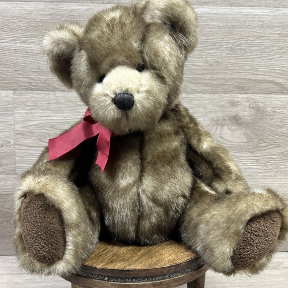 Bombay Co. Danny Teddy Bear Faux Mink Plush Russ Berrie 13" Stuffed Animal Toy - Picture 5 of 9